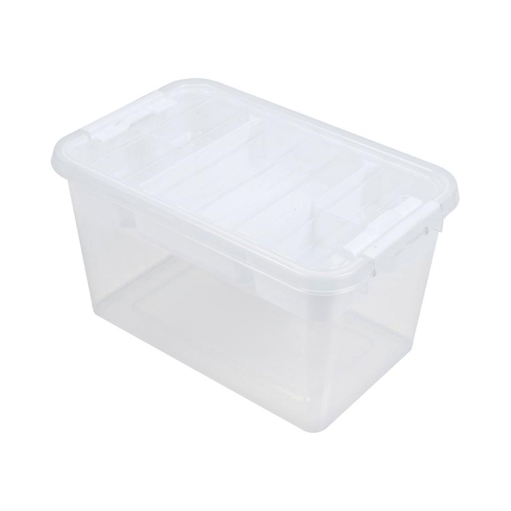 HomeBase STACKO Thùng nhựa đựng đồ đa năng có nắp Thái Lan W15.5xH13.5xD24.4cm màu trắng trong