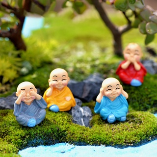 Tượng chú tiểu mini trang trí cây cảnh bonsai, tiểu cảnh hồ cá nhiều màu