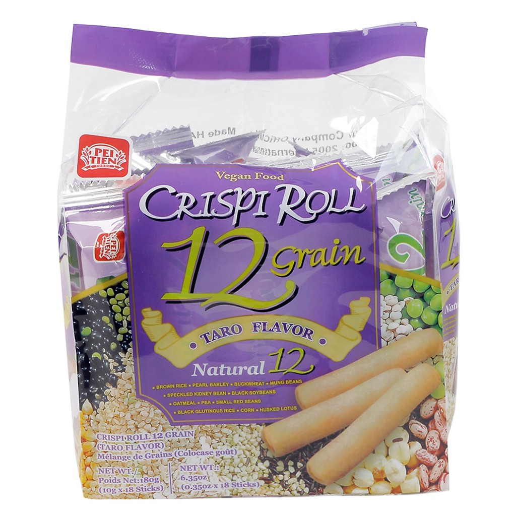 Bánh Ngũ Cốc 12 Loại Đậu PeiTien Crispi Roll Đài Loan 180gr