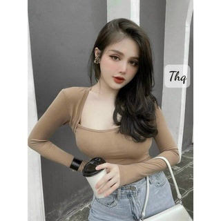 Áo thun cổ U dài tay