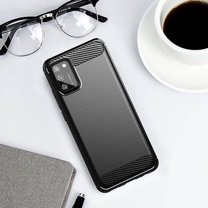 Ốp lưng dẻo Samsung Galaxy A12 / A32 4G / A52 / A72 / A02s vân sợi cacbon chống sốc Rugger Amor