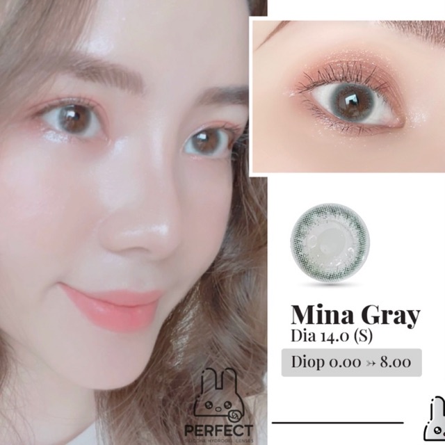 Lens Mắt , Kính Áp Tròng MINA GRAY , DIA 14.0 , Cho Mắt Nhạy Cảm Giá Sale