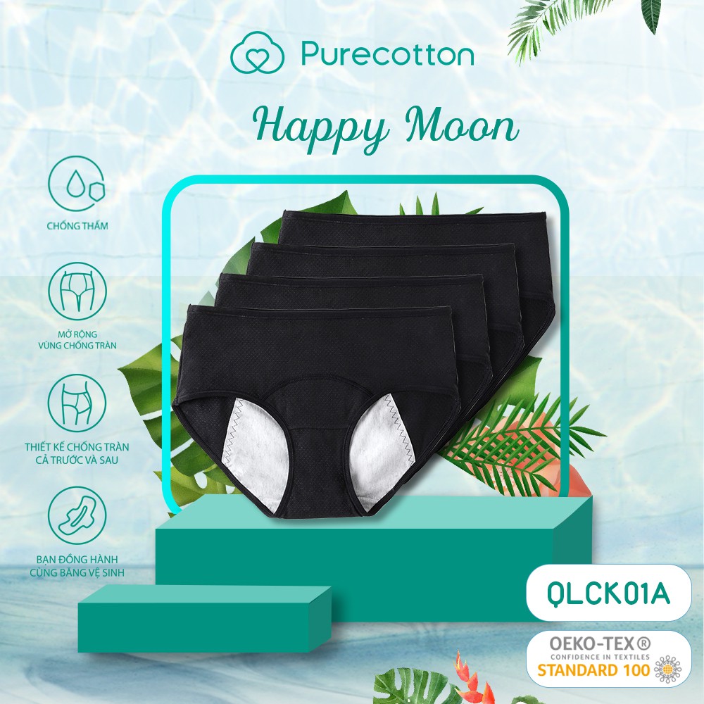 Quần lót chống tràn nguyệt san  Purecotton chống tràn kinh nguyệt Happy Moon PC031