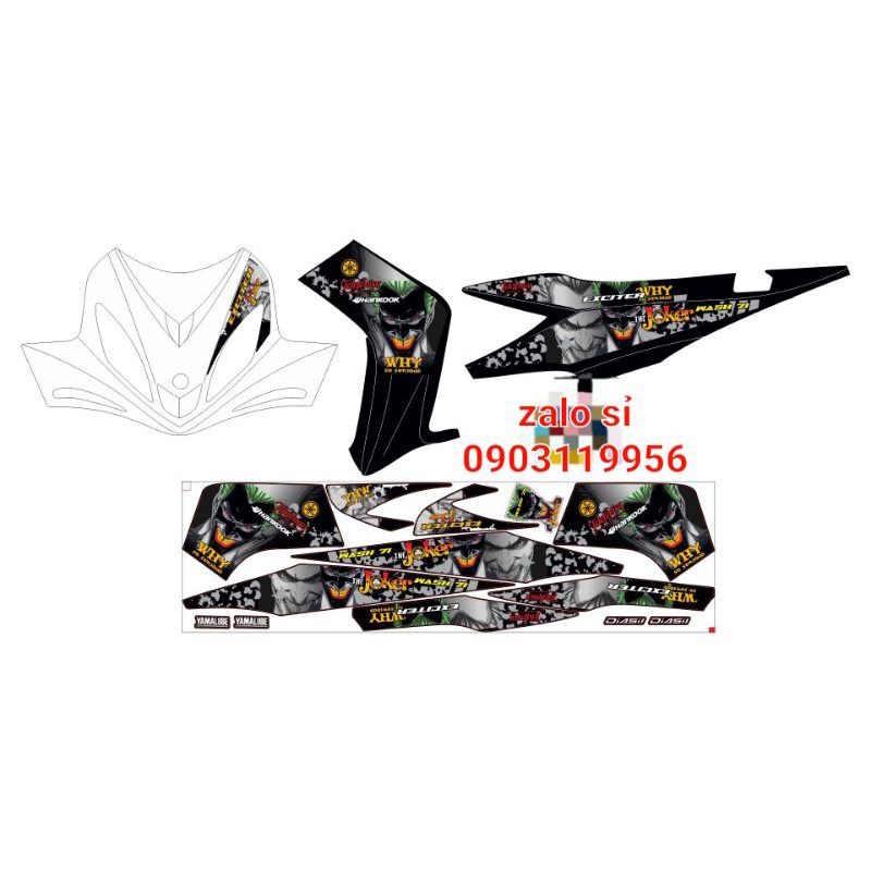 Tem rời exciter 2010 đen nạ trắng joker