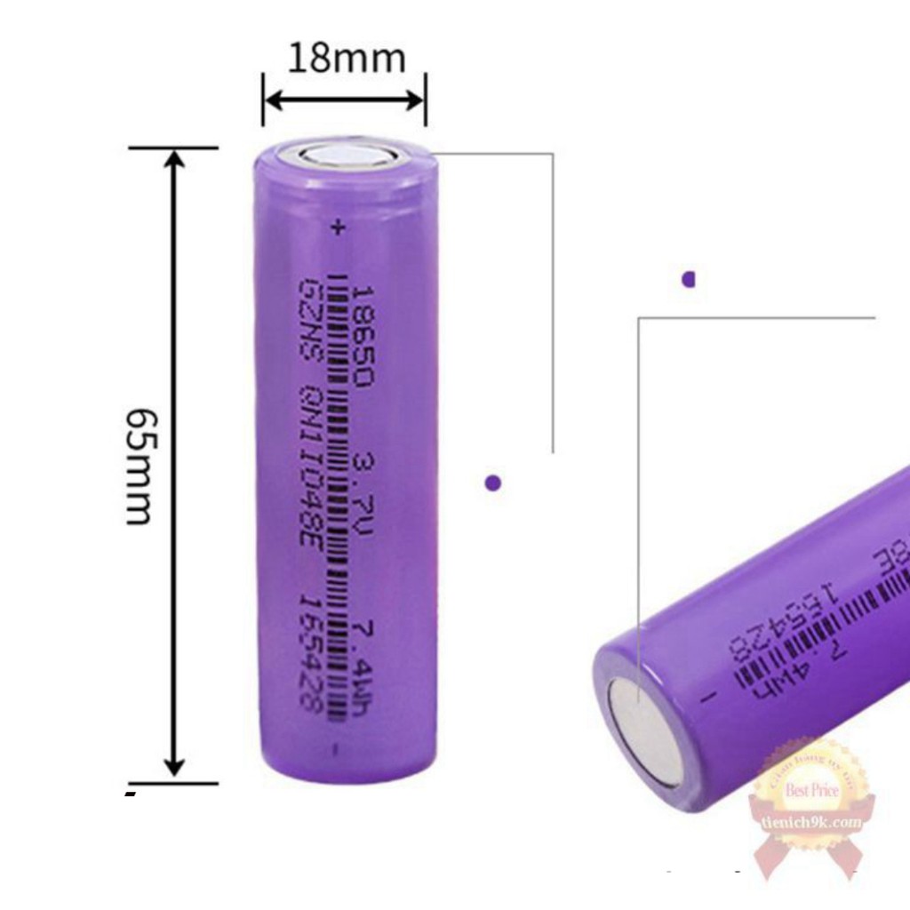 Cell pin sạc lại được 18650 cho quạt mini tích điện cầm tay dung lượng cao tới 5000mAh dùng cho pin dự phòng , laptop