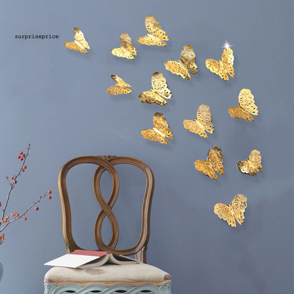 Bộ 12 miếng dán nam châm hình bướm 3D xinh xắn cho tủ lạnh
