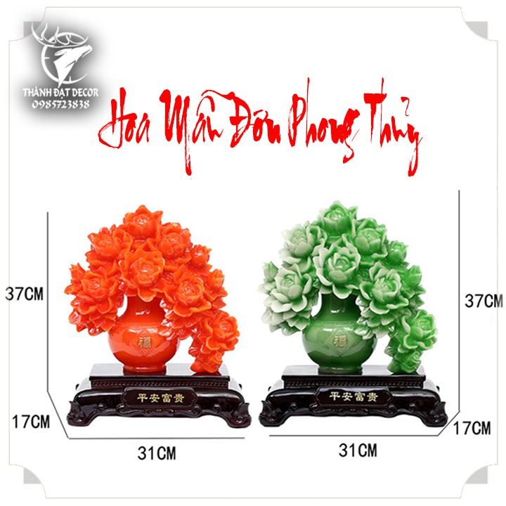 Tượng Hoa Mẫu Đơn, Hoa Phú Quý Phong Thuỷ , Quà Tặng Tân Gia Khai Trương Sinh Nhật