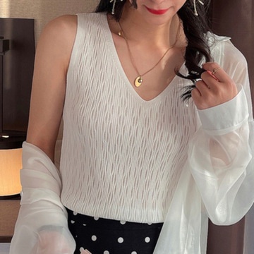 Áo Croptop Dệt Kim Cổ Chữ V Thời Trang Xuân Hè Mới Cho Nữ