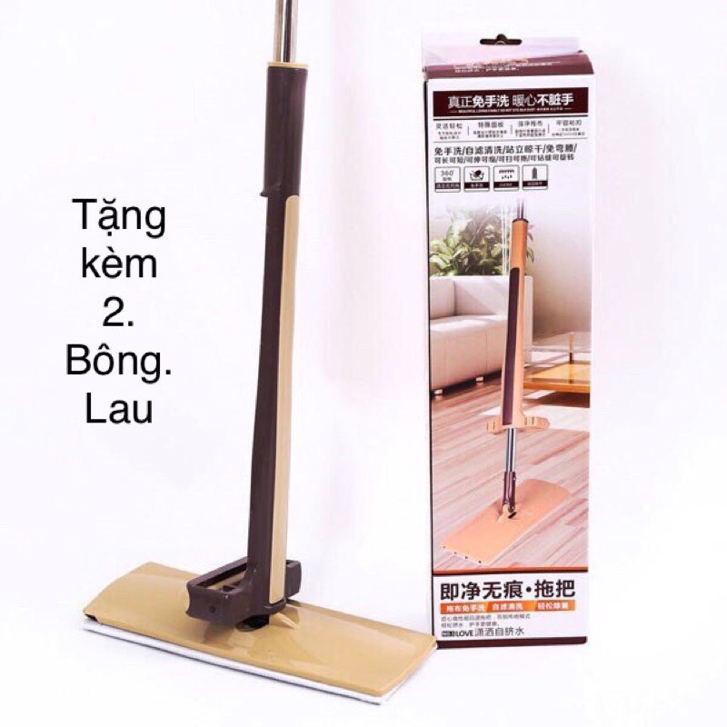 CHỔI LAU NHÀ TỰ VẮT - CÂY LAU NHÀ TỰ XOAY 360 độ ( tặng thêm 1 bông )