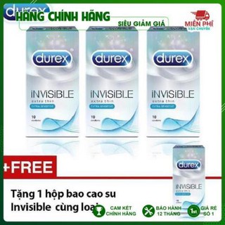 Bộ 3 hộp bao cao su Durex Invisible + Tặng 1 hộp cùng loại HOT vv