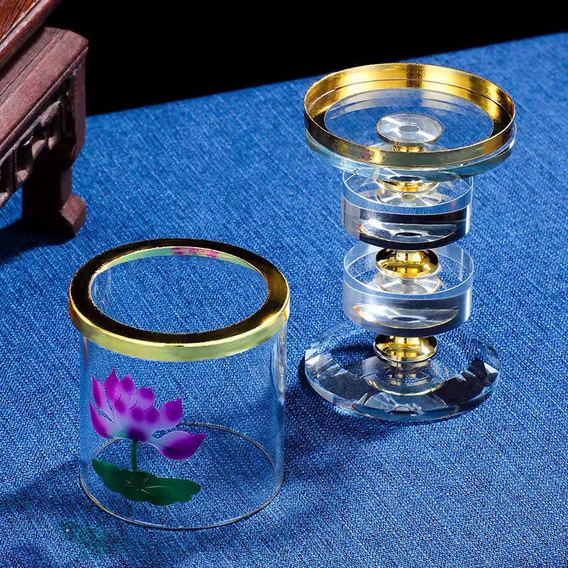 Chân nến hoa sen thủy tinh - Văn phòng phẩm Nhơn Phát