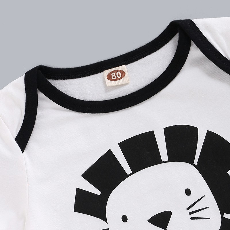 Mikrdoo Newborn Baby Boy Cute Short Sleeve Romper + Pant 2PCS Clothes Set