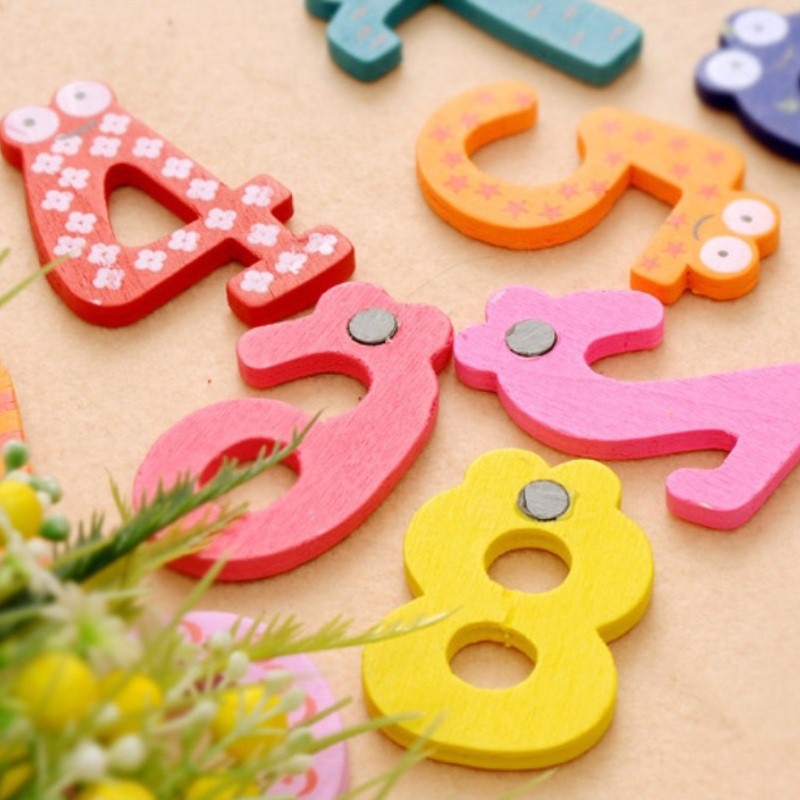 Bộ chữ số 0-9, chữ cái A-Z bằng gỗ kèm nam châm CTT005 - Có thể chọn mẫu
