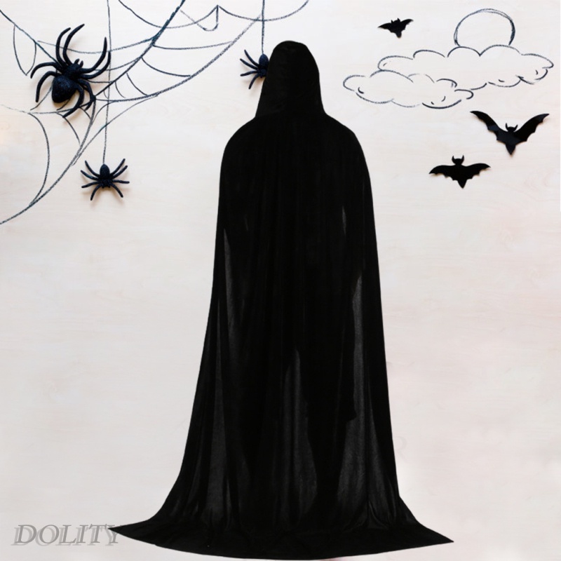 Áo choàng nhung dáng dài có mũ trùm dùng hóa trang halloween