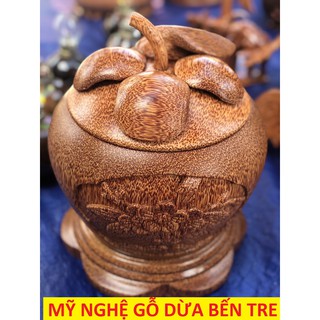 [TẶNG ẤM TRÀ] [Có Video] Bình giữ nhiệt gỗ dừa | Vỏ Giữ ấm trà bằng gỗ dừa hình trái Măng Cụt