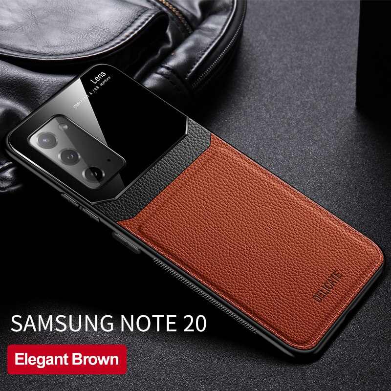 Ốp điện thoại bọc da tích hợp gương chống sốc cho Samsung Galaxy S21 S20 FE Plus Ultra Note 20 10 Plus Ultra