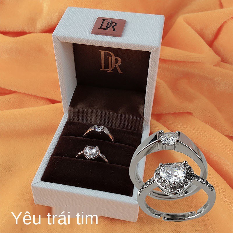 DR One Carat Sáu chiếc nhẫn cưới mô phỏng địa điểm tổ chức đám cặp nam và nữ kim cương giả có thể điều chỉnh