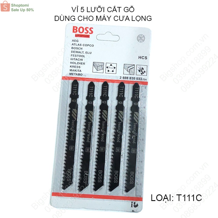 Bộ 5 lưỡi cưa gỗ loại T111C dùng cho máy cưa lọng