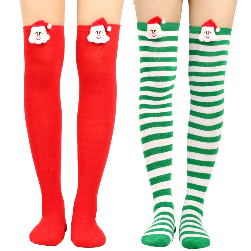 Tất Dài Qua Gối Họa Tiết Giáng Sinh 3D Xinh Xắn Dành Cho Nữ