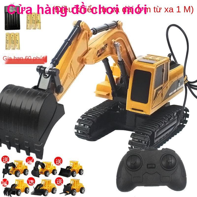 [miễn phí 6 xe kỹ thuật] máy xúc điều khiển từ xa hợp kim cho trẻ em đồ chơi ô tô cậu bé