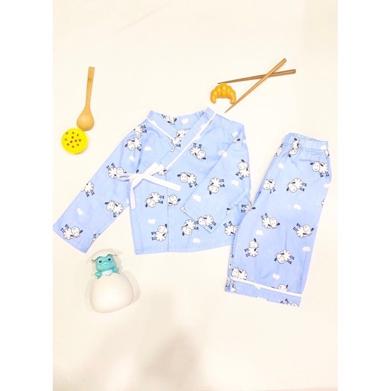 Bộ Yukata, pijama cho bé, bộ đồ mặc nhà dài tay cho bé từ 2-6 tuổi - dude kids