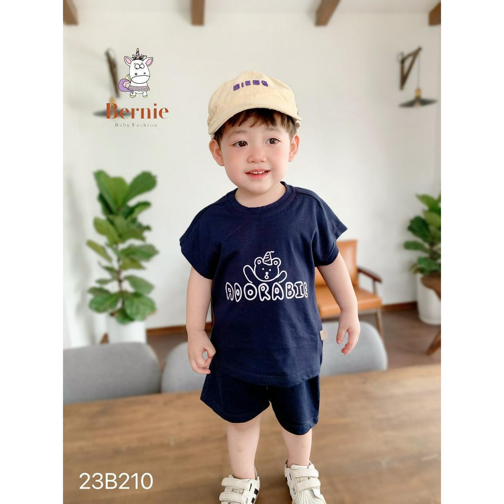Bộ cotton ba lỗ cánh rơi unisex cho bé, bộ thun trơn màu in hoạ tiết cute dễ thương Bernie
