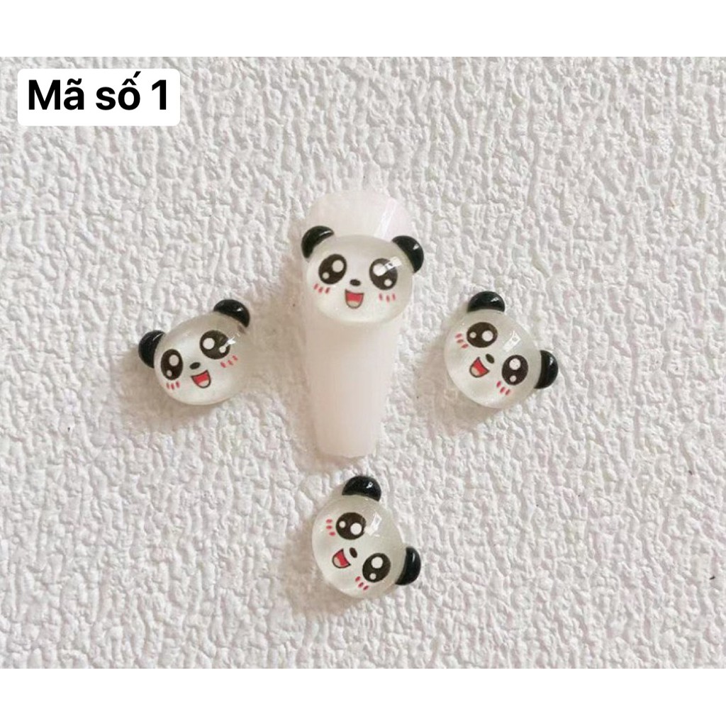 Set 10 chamr hoạt hình trang trí móng tay hình gấu Panda 01