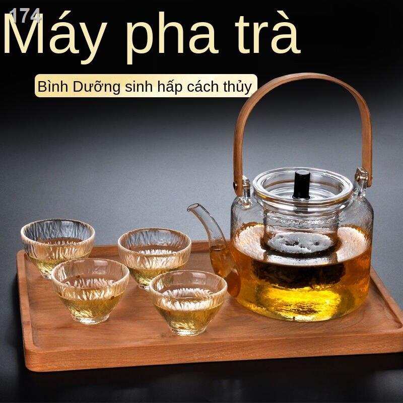 Ấm pha trà thủy tinh, tay cầm, máy hơi, xửng hấp, đa năng, hâm điện, trà, cầm búa gỗ