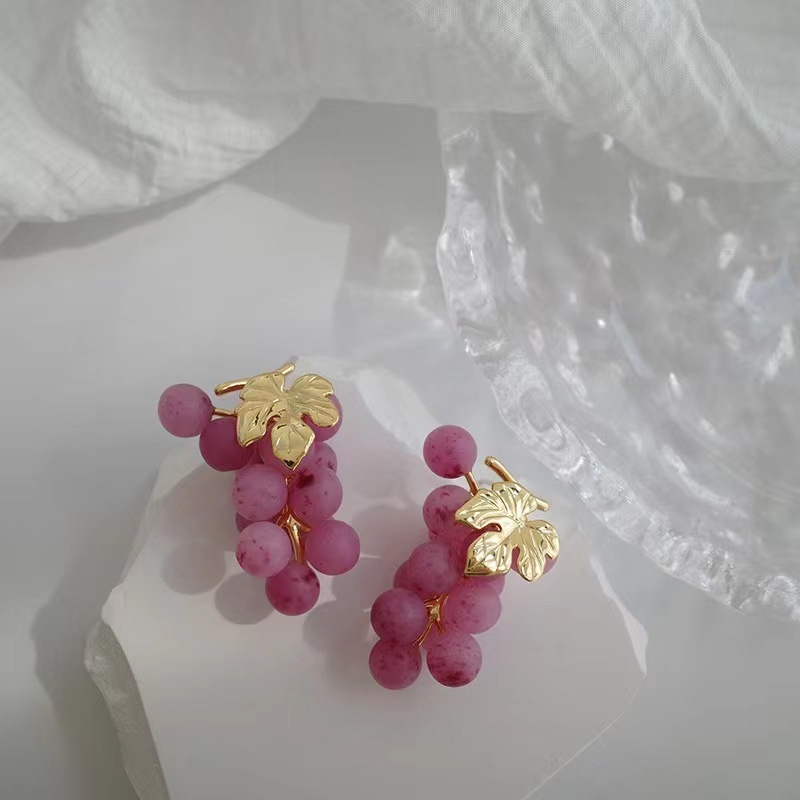 PINKDUDU Đôi Khuyên Tai Hình Chùm Nho Bằng Hợp Kim Dễ Thương Dành Cho Nữ PD626