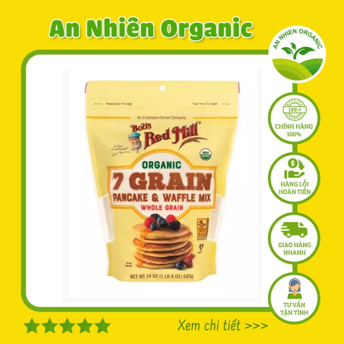Bột 7 Hạt Làm Bánh Pancake & Wafffle Hữu Cơ BRM 680g