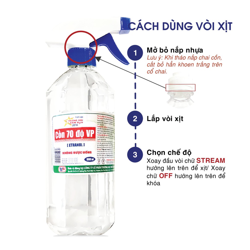 [THƯỜNG/ĐỂ BÀN] Cồn 70 độ (1000ml/500ml) - Sát khuẩn, Sát trùng vết thương