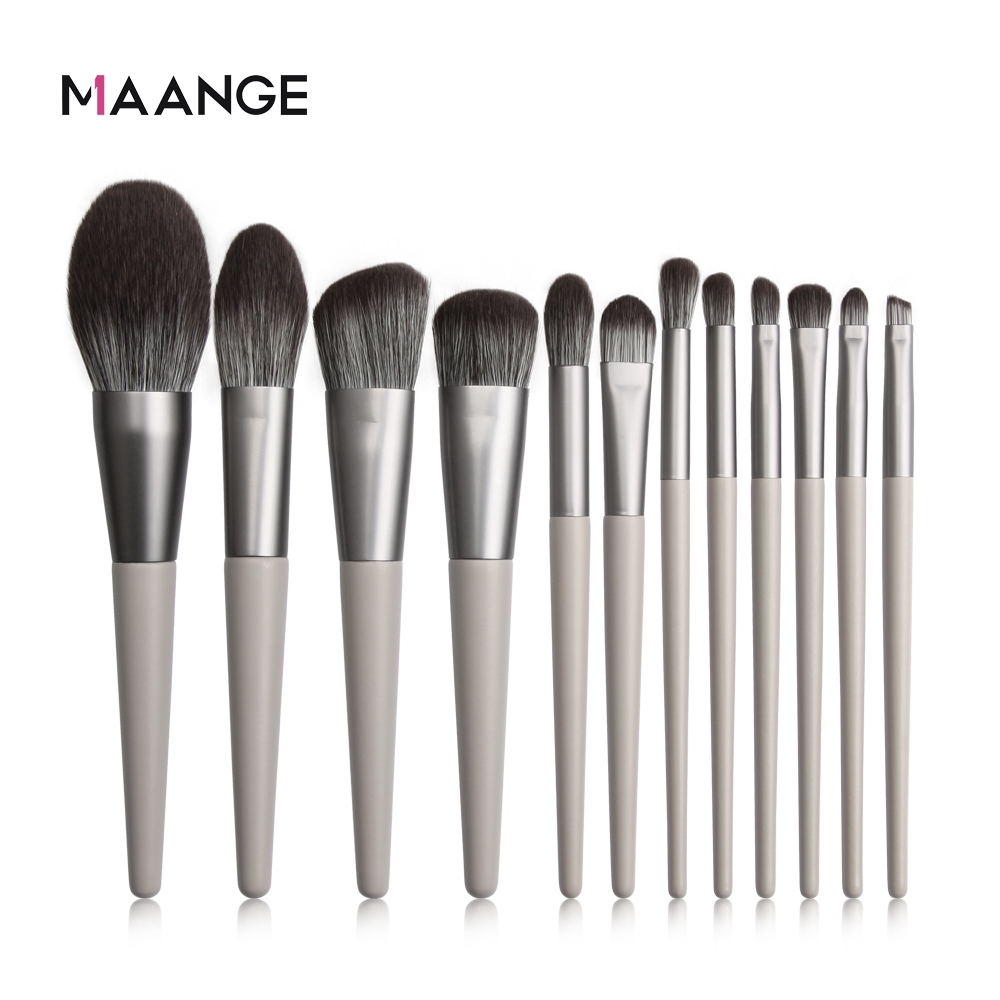 Set 12 Cọ Trang Điểm Maange Thân Màu Bạc Lông Siêu Mềm Mại