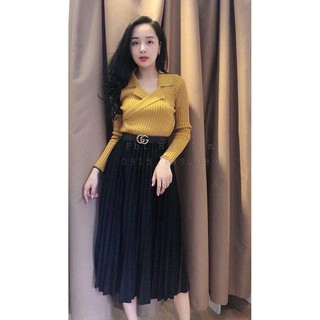 Chân váy voan xếp li dài hàng China sale