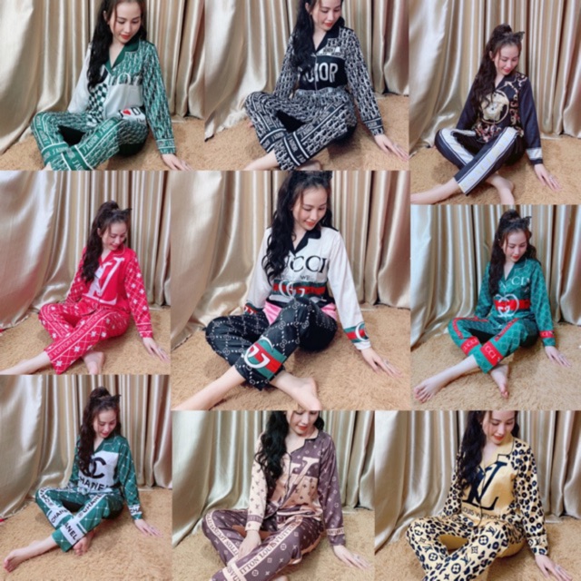 Đồ Bộ Pijama Satin Lụa Hình Tay Dài Quần Dài