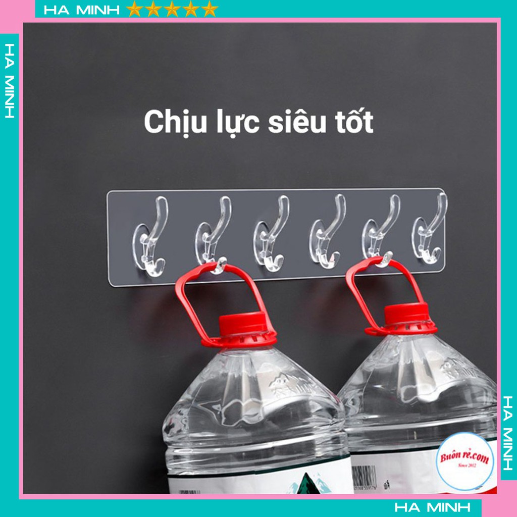 Thanh Treo Đồ Dán Tường 6 Móc Liền Mạch Trong Suốt Siêu Dính 00992