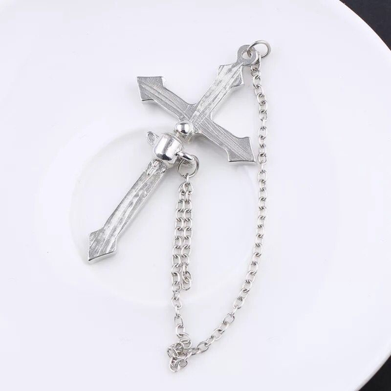 Khuyên đeo vành tai dạng dây xích dài hình thánh giá phong cách punk hiphop độc đáo