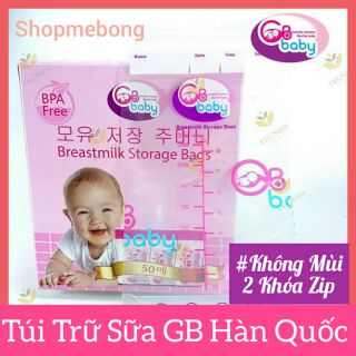 [Không Mùi, 2 Khóa Zip] Hộp 50 túi trữ sữa GB Baby Hàn Quốc An Toàn cho bé