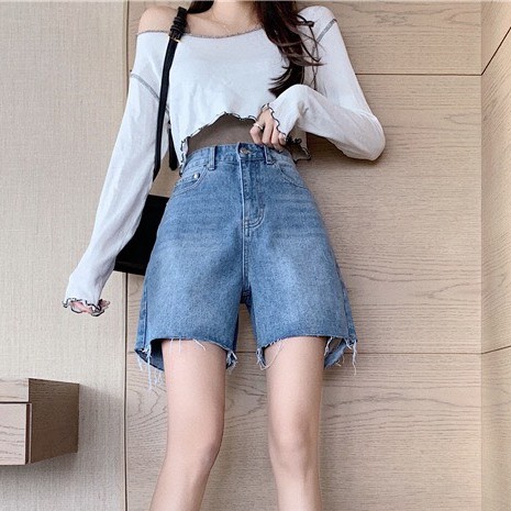 [Mã SPVBTER2 giảm 10k đơn 99k] Quần short jean/kaki cạp cao, quần short nữ ống rộng phong cách_C41