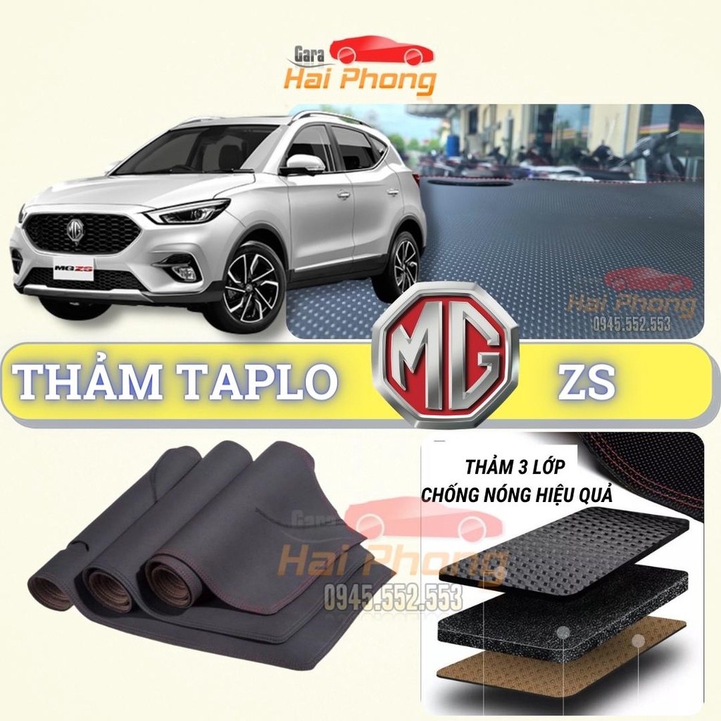 Thảm taplo MG ZS 2021 - 2022 dập vân Cacbon cao cấp, chống nóng, bảo vệ ô tô hiệu quả