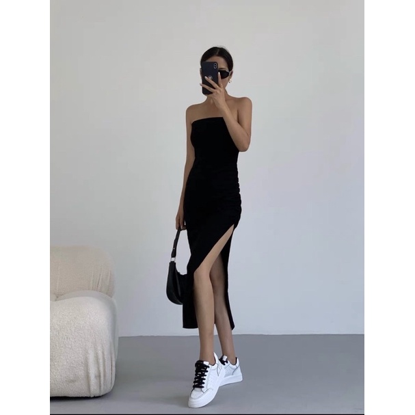 [Sẵn] Đầm Body Thun gân co giãn