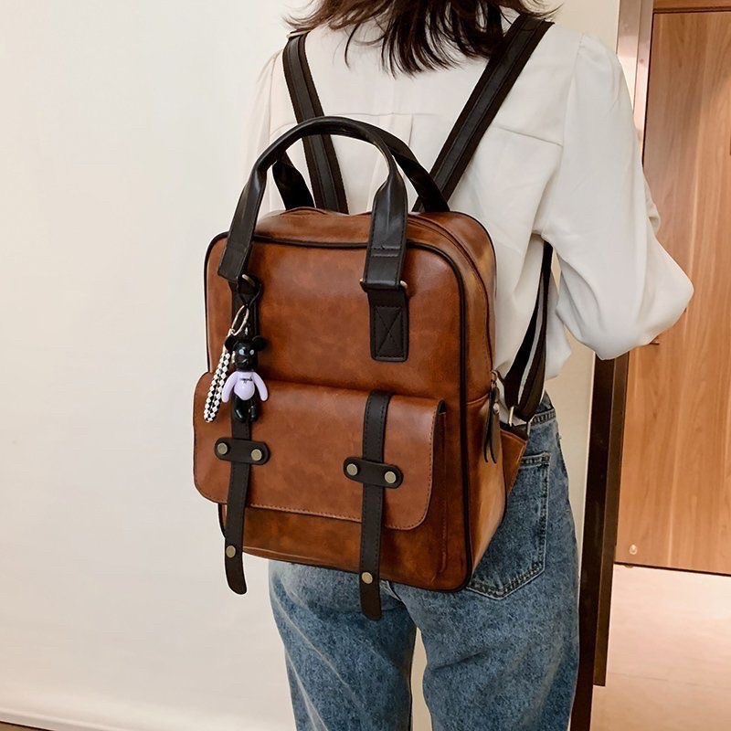 Balo da thời trang nữ cao cấp balo đi học tiện lợi chống nước chống thấm phong cách vintage hàn quốc