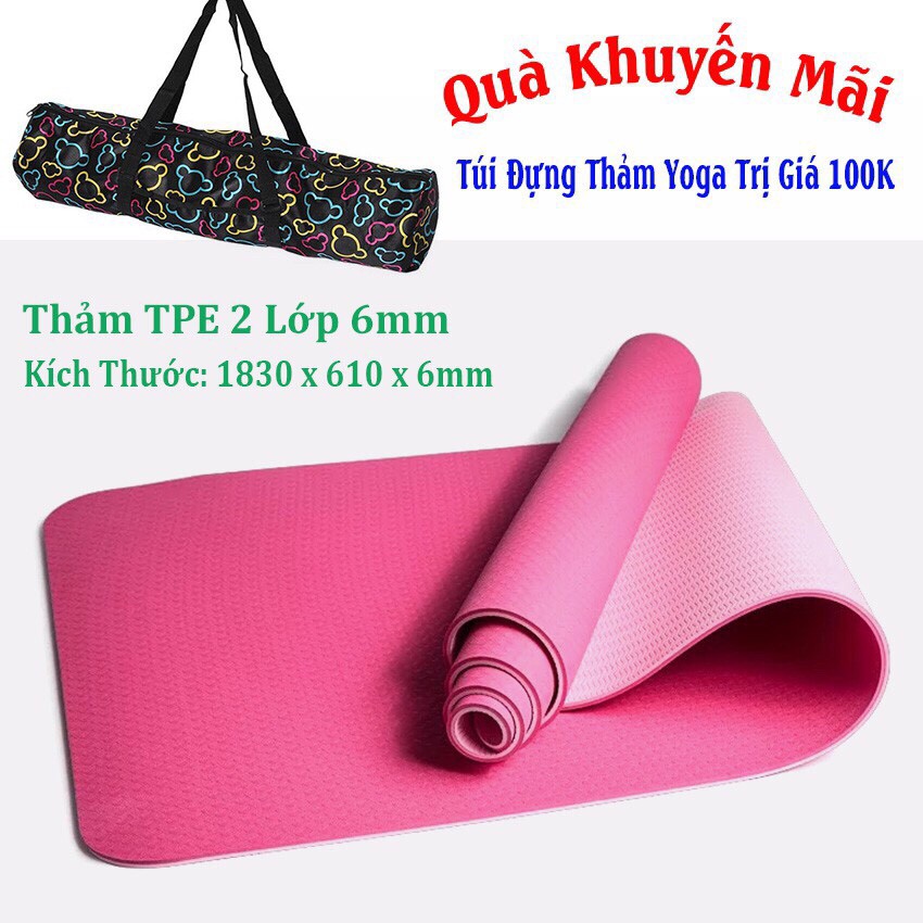 Thảm Tập Yoga TPE 2 Lớp + Tặng Kèm Túi Đựng Cao Cấp