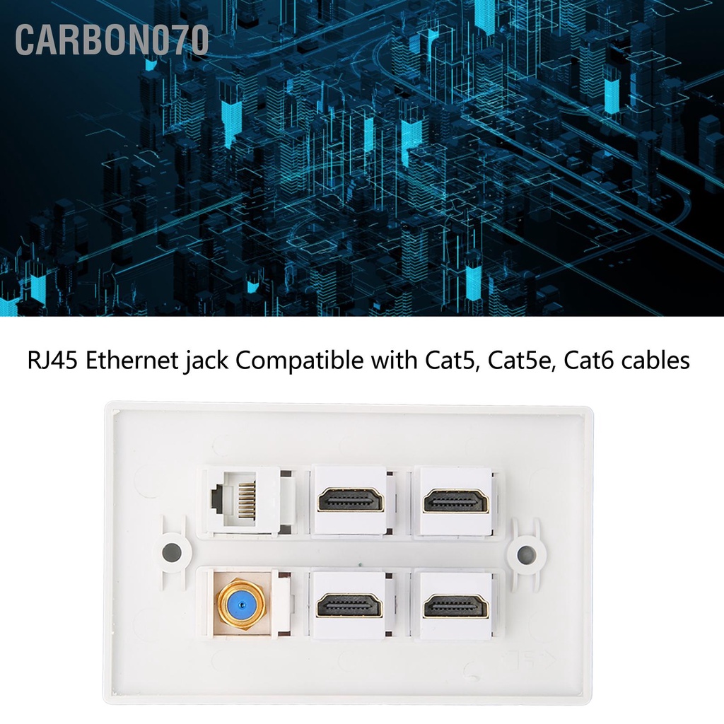 Carbon070 Tấm tường 6 cổng HD Giao diện đa phương tiện CAT6 TV F Head Ethernet cho văn phòng gia đình