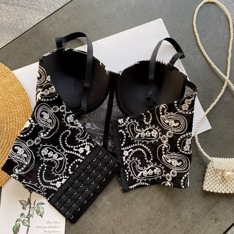 Áo lót hai dây IELGY thêu hoa phong cách cổ điển thời trang size nhỏ dành cho nữ