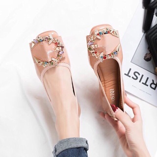 Giày bệt cổ chun đính đá