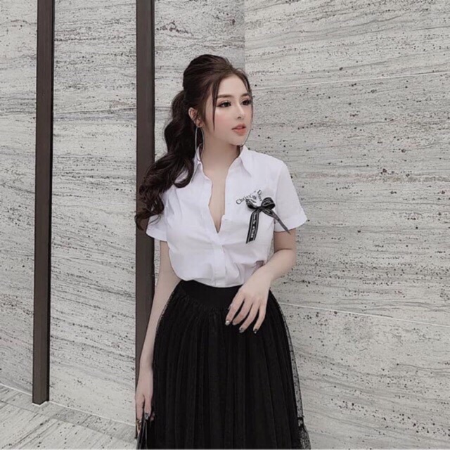 Áo sơ mi nơ trắng ( combo 360k)