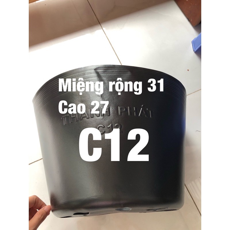 [ Bán từ 20 chậu] Chậu nhựa đen c12 Thành Phát