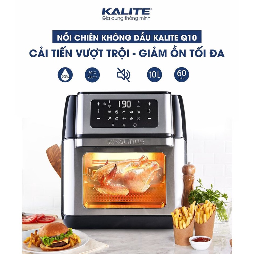 Nồi chiên không dầu cao cấp KALITE Q10 - BH 12 tháng, Lò nướng kiêm nồi chiên không dầu 10L chính hãng.