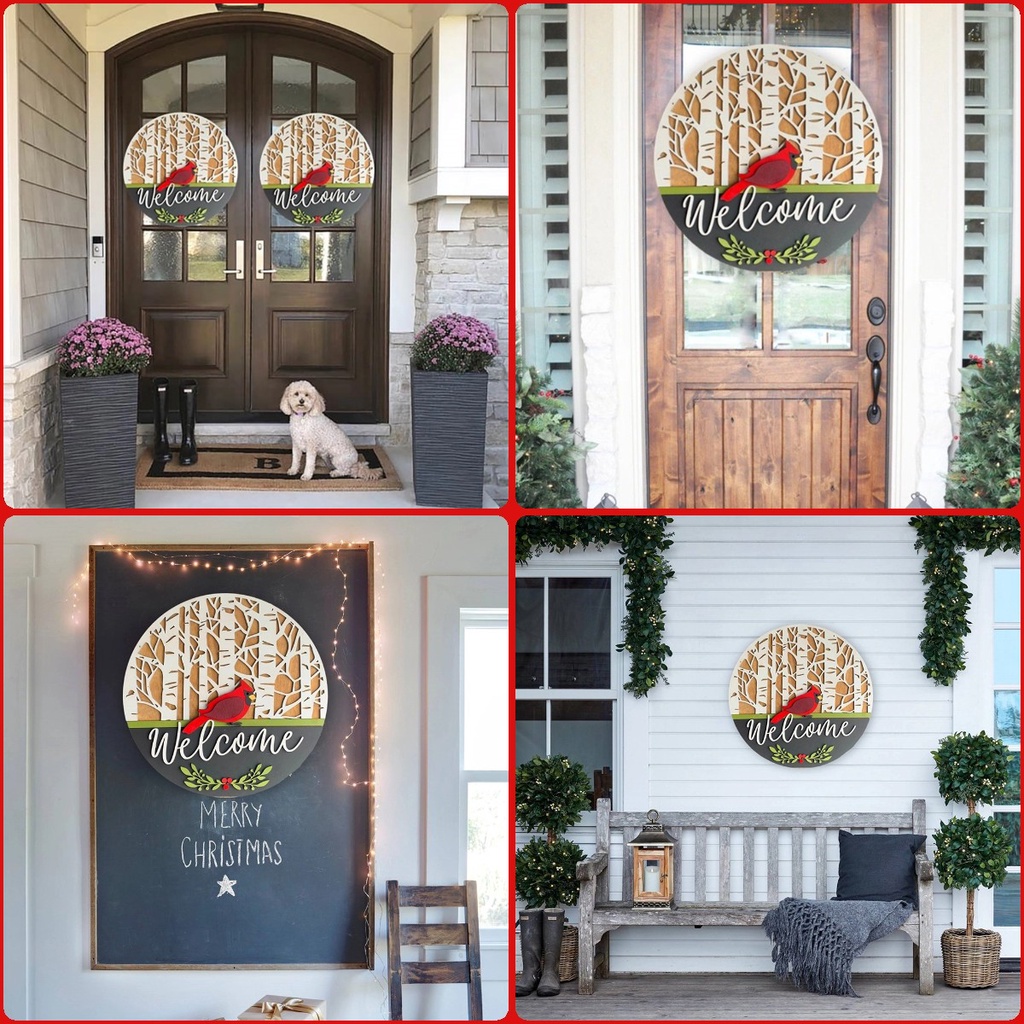 🔥Hot giảm giá🔥Biển hiệu treo cửa trang trí nội thất nhà cửa hình vòng hoa tích hợp chữ welcome