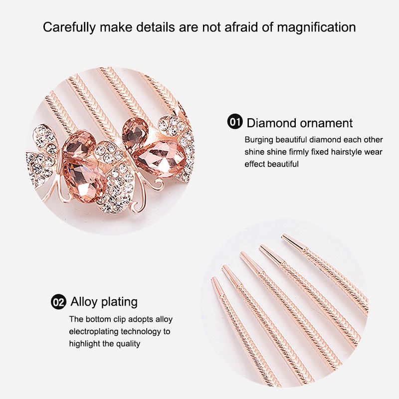 Lược Cài Tóc Đính Đá Hình Bướm Xinh Xắn